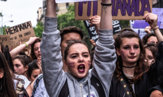 Young women protesting